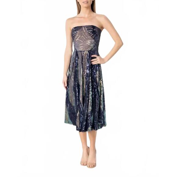 NEW DRESS THE POPULATION women's ruby dress in navy multi